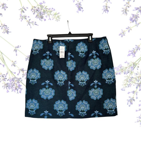 LOFT Outlet Navy Blue Floral Textured Skirt, Size 16W, NWT - Picture 2 of 5